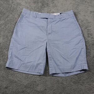Polo Ralph Lauren Chino Shorts Mens 31 x 8.5 Blue Flat Front Cotton Pinestriped